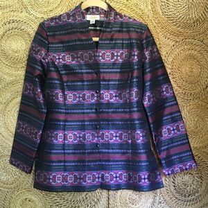 Talbots Jacket Silk Jacquard Lightweight Fitted